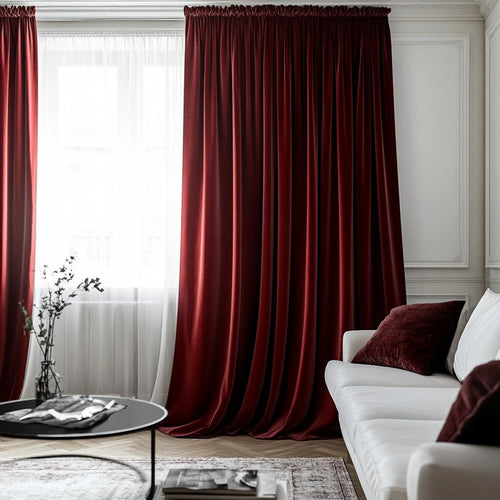 Dark red Velvet curtains for living room